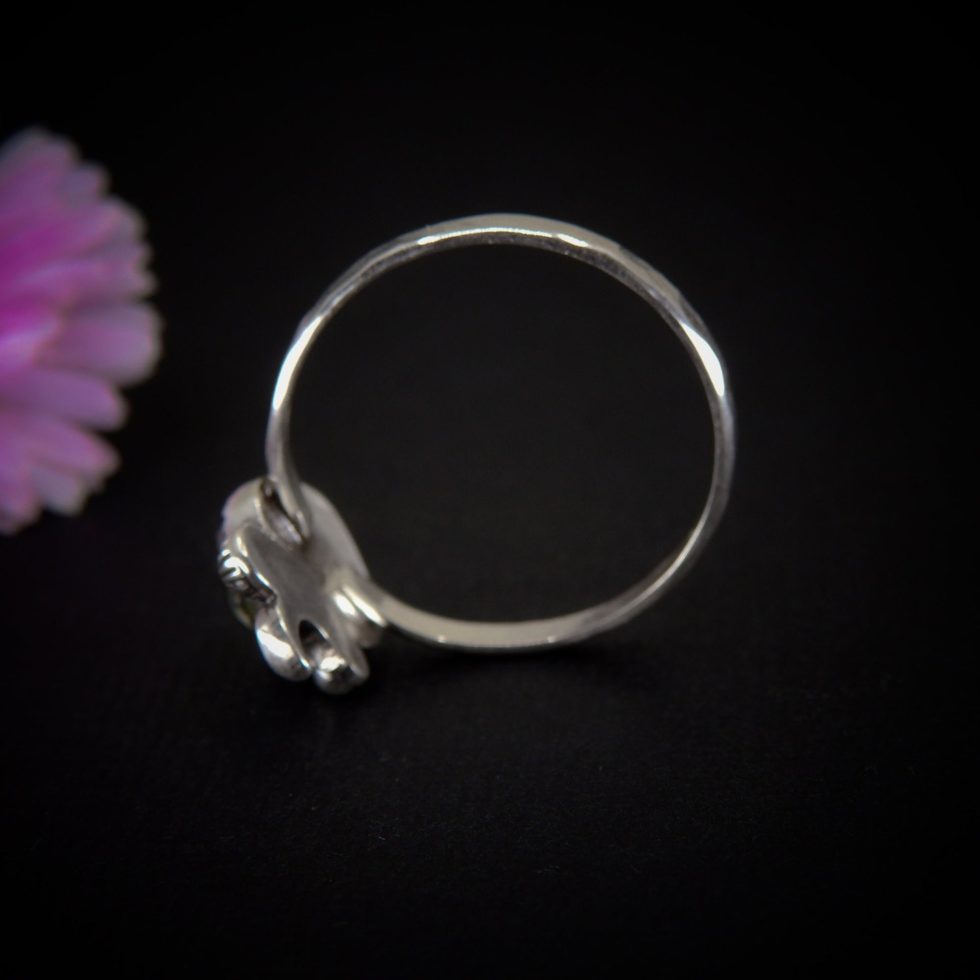 Rose Cut Clear Quartz & Monarch Opal Ring - Size 13 1/2 - Sterling Silver - Rainbow Opal Jewellery - Sterling Opal Crescent Moon Ring - OOAK