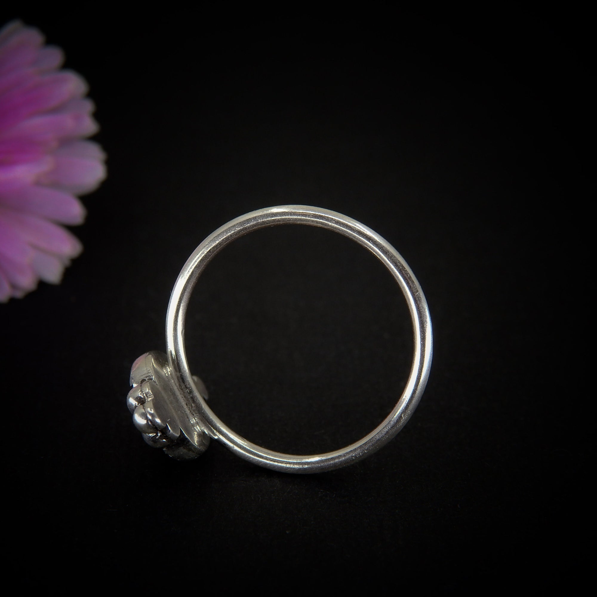 Rose Cut Rhodolite Garnet Ring - Size 9 - Sterling Silver - Faceted Garnet Jewelry - Pink Garnet Jewellery - Dainty Garnet Ring - Red Garnet