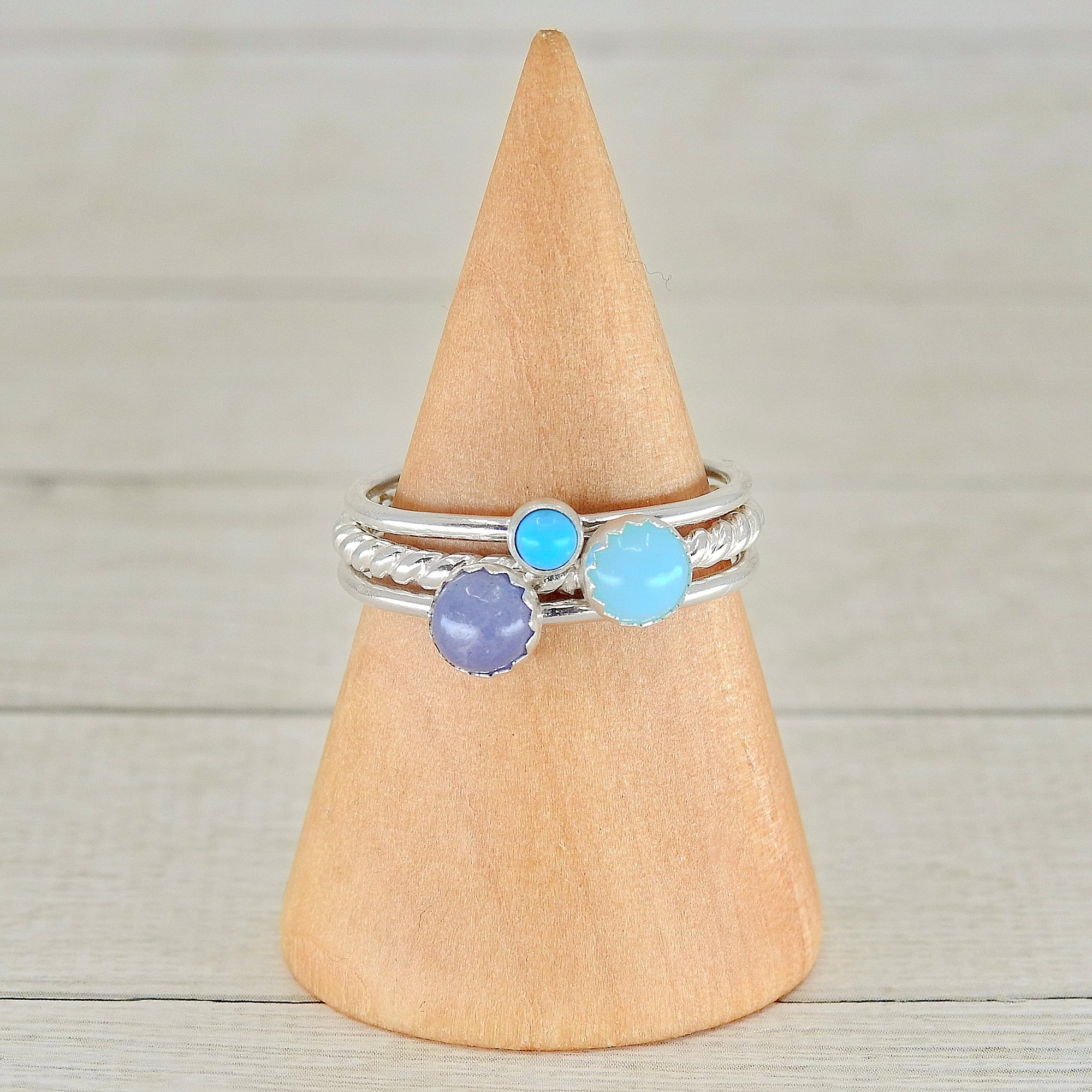 The Cerridwen Stack of Communication - Tanzanite, Larimar & Turquoise - Made to Order