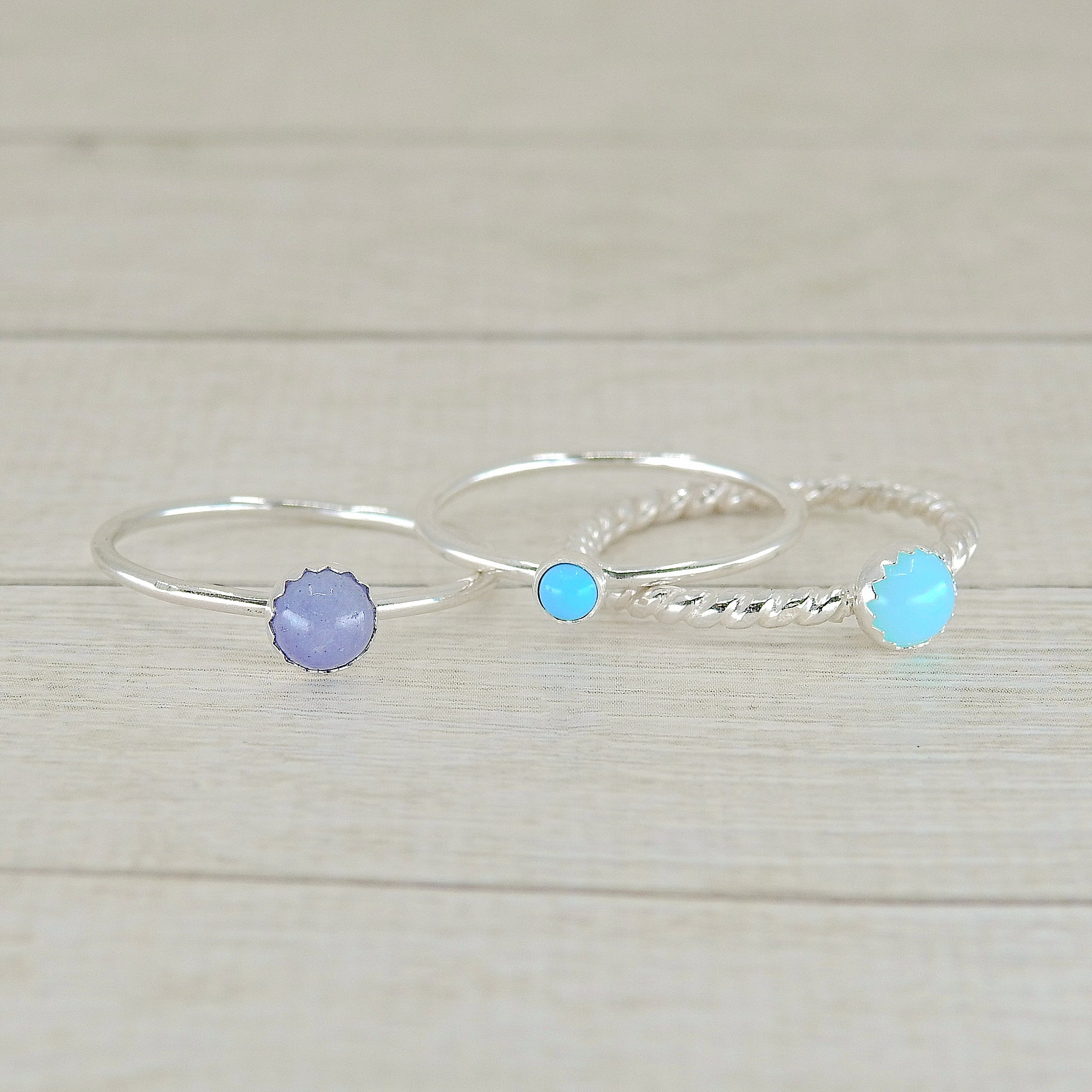 The Cerridwen Stack of Communication - Tanzanite, Larimar & Turquoise - Made to Order