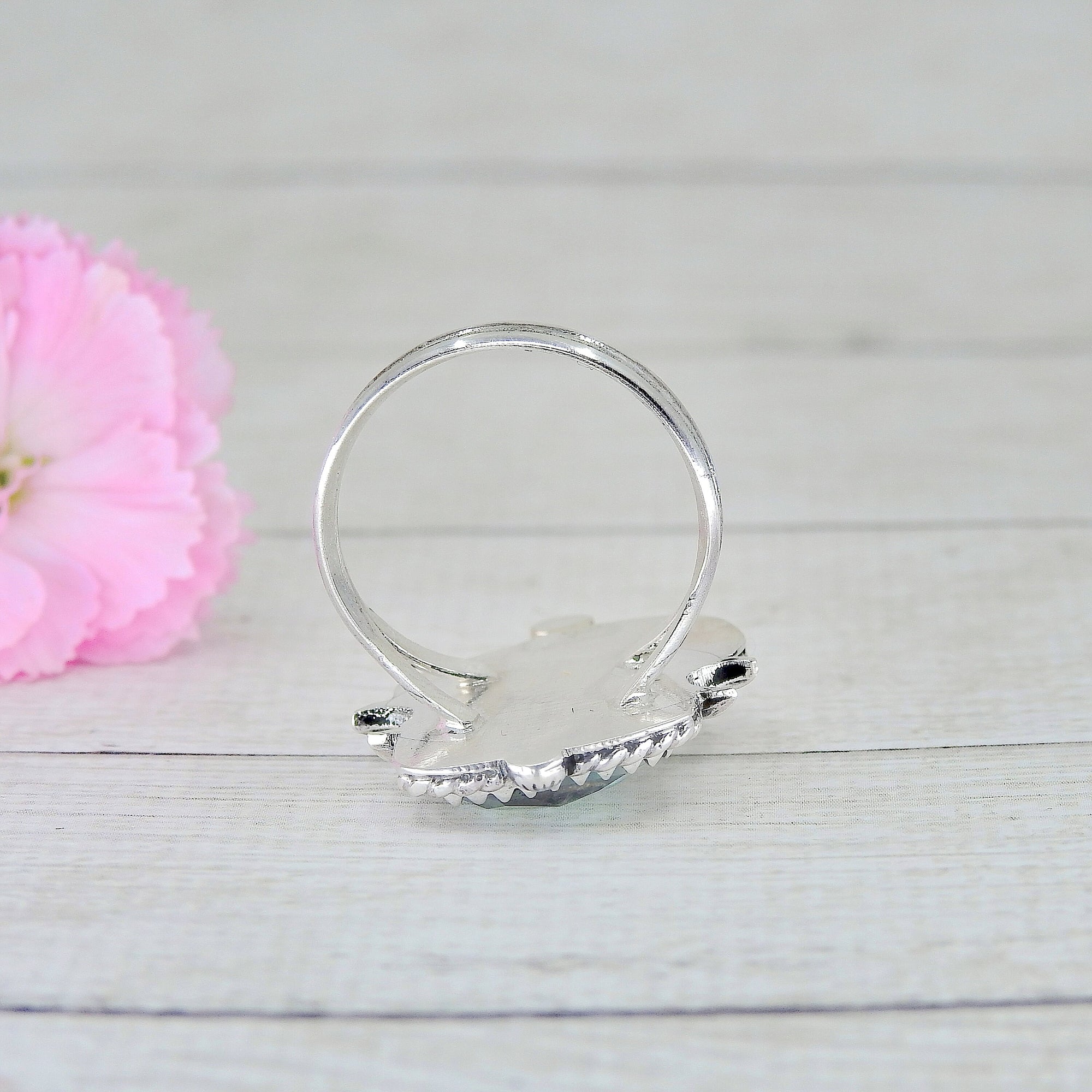 Rose Cut Clear Quartz & Aurora Opal Ring - Size 8