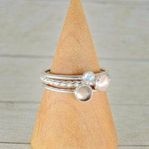 The Aine Ring Stack of the Fae - Sterling Silver 