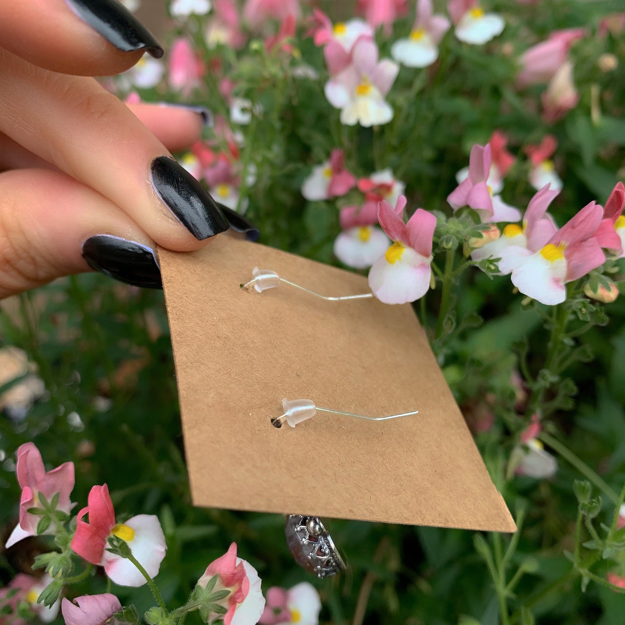 Rose Cut Moonstone & Red Jasper Earrings - Sterling Silver