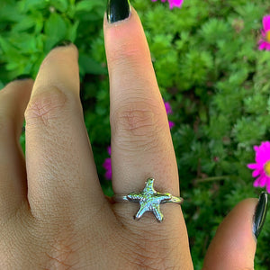 Starfish Ring - Sterling Silver - Made to Order - Silver Starfish Rings - Hammered Ocean Jewelry - Handmade Sea Star Fish Ring