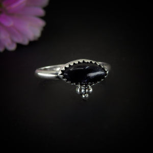 Iolite Ring - Size 7 1/2 to 7 3/4 - Sterling Silver - Dainty Iolite Ring - Iolite Jewellery - Marquise Iolite Jewelry - Dark Purple Iolite