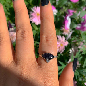 Iolite Ring - Size 7 1/2 to 7 3/4 - Sterling Silver - Dainty Iolite Ring - Iolite Jewellery - Marquise Iolite Jewelry - Dark Purple Iolite