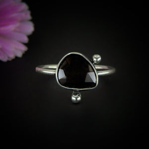 Rose Cut Smoky Quartz Ring - Size 11 1/4 - Sterling Silver - Dainty Smoky Quartz Jewellery - Faceted Gemstone Jewelry - Brown Crystal Ring