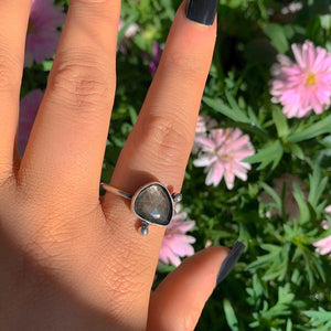 Rose Cut Smoky Quartz Ring - Size 11 1/4 - Sterling Silver - Dainty Smoky Quartz Jewellery - Faceted Gemstone Jewelry - Brown Crystal Ring
