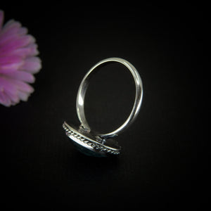 Rose Cut Fluorite Ring - Size 9 - Sterling Silver - Faceted Fluorite Jewelry - Green Fluorite Ring - OOAK Teal Flurorite Statement Jewellery