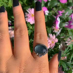 Rose Cut Fluorite Ring - Size 9 - Sterling Silver - Faceted Fluorite Jewelry - Green Fluorite Ring - OOAK Teal Flurorite Statement Jewellery