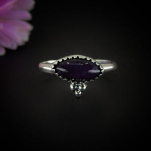 Iolite Ring - Size 7 1/2 to 7 3/4 - Sterling Silver - Dainty Iolite Ring - Iolite Jewellery - Marquise Iolite Jewelry - Dark Purple Iolite