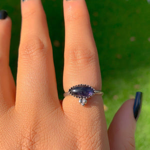 Iolite Ring - Size 7 1/2 to 7 3/4 - Sterling Silver - Dainty Iolite Ring - Iolite Jewellery - Marquise Iolite Jewelry - Dark Purple Iolite