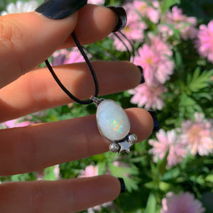 Rose Cut Moonstone Star Pendant - Sterling Silver - Rainbow Moonstone Necklace - Faceted Moonstone Pendant - Dainty Celestial Jewelry OOAK