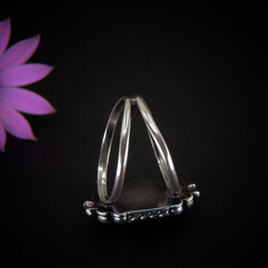 Rose Cut Moonstone & Red Jasper Ring - Size 8 1/4 - Sterling Silver - Pink Moonstone Ring - Moonstone Ring - Crescent Moon Ring Jewelry