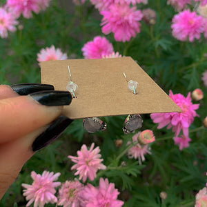 Rose Cut Moonstone Star Earrings - Sterling Silver - Teardrop Rainbow Moonstone Earrings, Celestial Dangles, Faceted Moonstone Hook Earrings