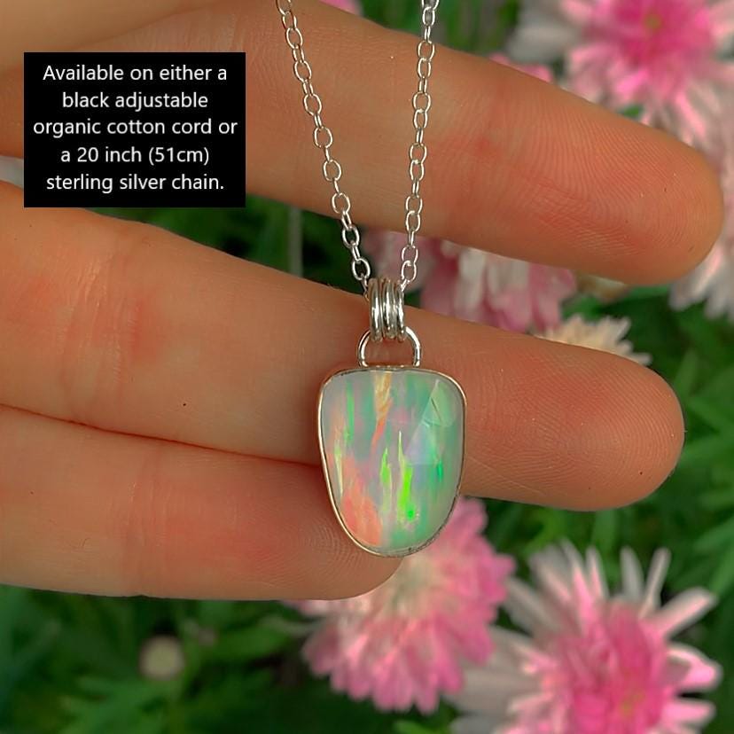 Rose Cut Clear Quartz & Aurora Opal Pendant- Sterling Silver and 14 Karat Rose Gold - Rainbow Opal Necklace - Pastel Fairy Jewellery OOAK