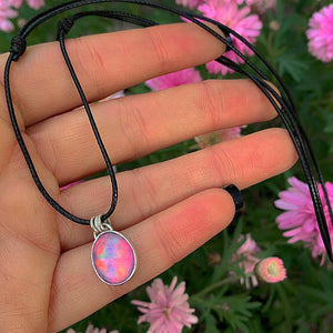 Rose Cut Clear Quartz & Aurora Opal Pendant- Sterling Silver - Dainty Pastel Rainbow Opal Pendant - Fairy Jewelry, Pink Purple Opal Necklace