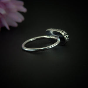 Rose Cut Clear Quartz & Aurora Opal Ring - Size 5 1/2 to 5 3/4 - Sterling Silver - Rainbow Crystal Jewellery - Handcrafted Crystal Ring