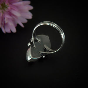 Angel Aura Quartz & Rose Cut Clear Quartz with Aurora Opal Ring - Size 7 to 7 1/4 - Sterling Silver, Rainbow Opal Jewelry, Crystal Star Ring
