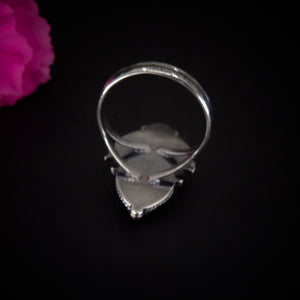 Faceted Moonstone & Rose Cut Clear Quartz with Aurora Opal Ring - Size 11 - Sterling Silver - Rainbow Opal Moon Ring - Aurora Opal Ring OOAK