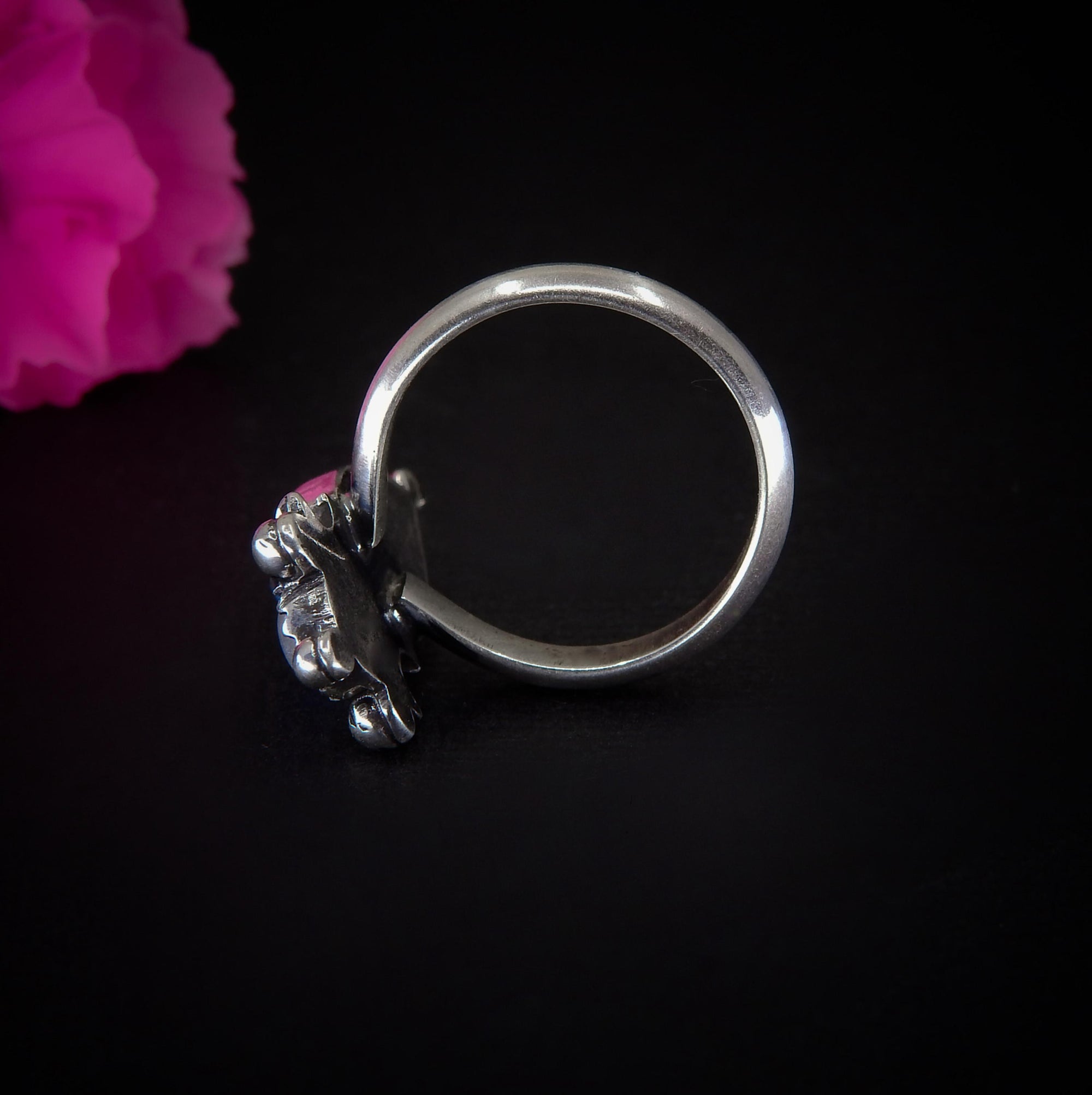 Rose Cut Clear Quartz with Aurora Opal & Moonstone Ring - Size 6 1/4 to 6 1/2 - Sterling Silver - Rainbow Opal Moon Ring - Aurora Opal Ring
