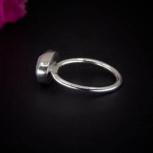 Rose Cut Clear Quartz & Aurora Opal Ring - Size 4 - Sterling Silver - Rainbow Crystal Jewellery - Handcrafted Crystal Ring, Pastel Opal OOAK