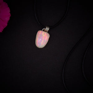 Rose Cut Clear Quartz & Aurora Opal Pendant- Sterling Silver and 14 Karat Rose Gold - Rainbow Opal Necklace - Pastel Fairy Jewellery OOAK