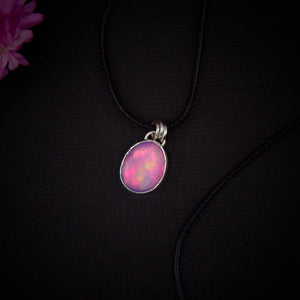 Rose Cut Clear Quartz & Aurora Opal Pendant- Sterling Silver - Dainty Pastel Rainbow Opal Pendant - Fairy Jewelry, Pink Purple Opal Necklace