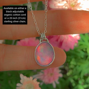 Rose Cut Clear Quartz & Aurora Opal Pendant- Sterling Silver - Dainty Pastel Rainbow Opal Pendant - Fairy Jewelry, Pink Purple Opal Necklace