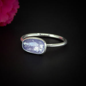 Rose Cut Tanzanite Ring - Size 11 - Sterling Silver - Faceted Tanzanite Jewelry - Dainty Tanzanite Ring - OOAK Tanzanite Handmade Stack Ring