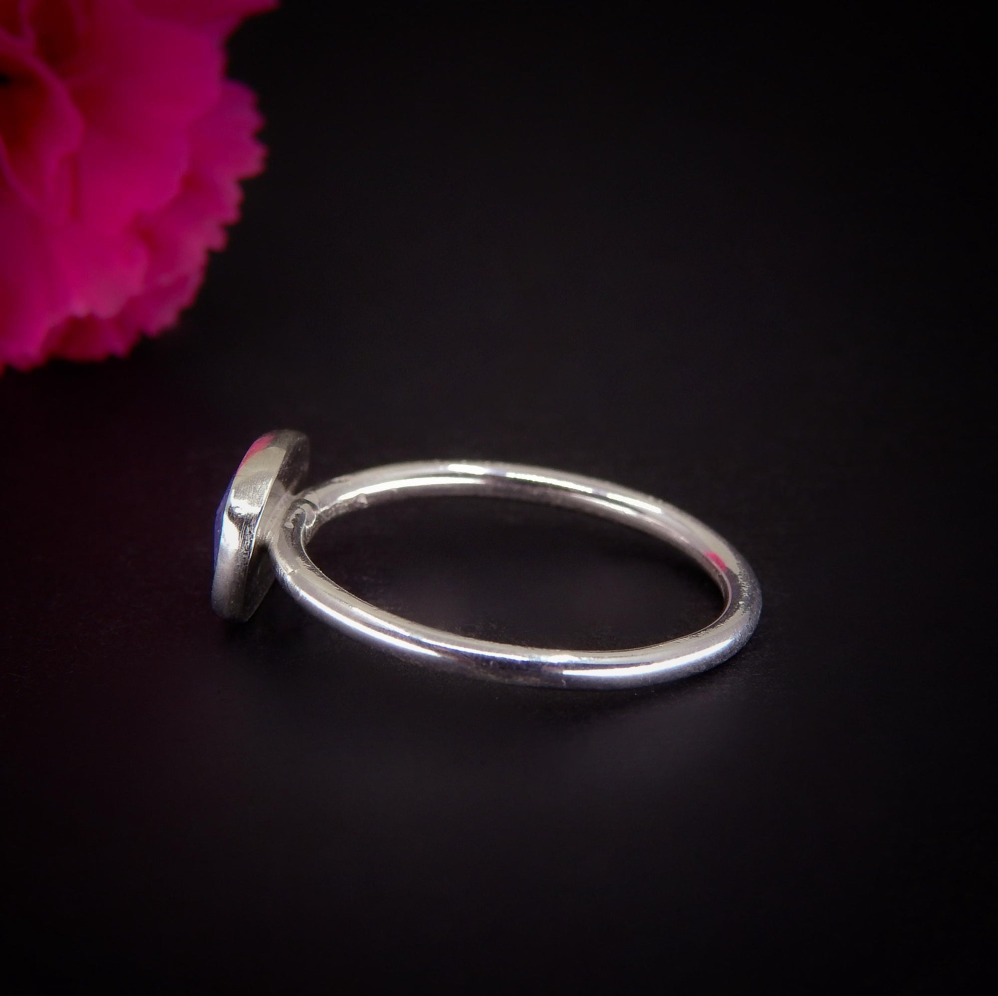 Rose Cut Tanzanite Ring - Size 11 - Sterling Silver - Faceted Tanzanite Jewelry - Dainty Tanzanite Ring - OOAK Tanzanite Handmade Stack Ring