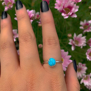Blue Ridge Turquoise Ring - Size 7 - Sterling Silver - Bright Blue Turquoise Jewellery - Genuine Turquoise Statement Ring - Dainty Turquoise