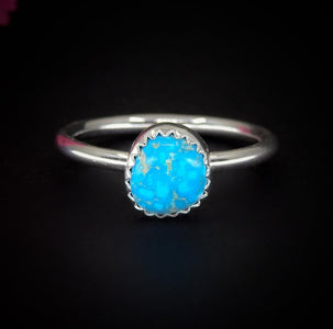 Blue Ridge Turquoise Ring - Size 7 - Sterling Silver - Bright Blue Turquoise Jewellery - Genuine Turquoise Statement Ring - Dainty Turquoise