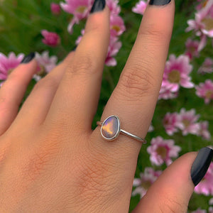 Australian Crystal Opal Ring - Size 9 - Sterling Silver - Lightning Ridge Opal Ring - Dainty Opal Jewelry - Solid Australian Opal