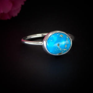 Blue Ridge Turquoise Ring - Size 5 1/2 to 5 3/4 - Sterling Silver - Bright Blue Turquoise Jewelry - Genuine Turquoise - Dainty Turquoise