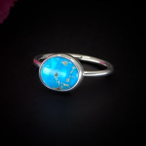 Blue Ridge Turquoise Ring - Size 5 1/2 to 5 3/4 - Sterling Silver - Bright Blue Turquoise Jewelry - Genuine Turquoise - Dainty Turquoise