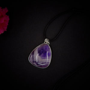 Amethyst Pendant - Sterling Silver - Chevron Amethyst Moon Pendant - Banded Purple Amethyst Necklace - Handcrafted Purple Gemstone Jewelry