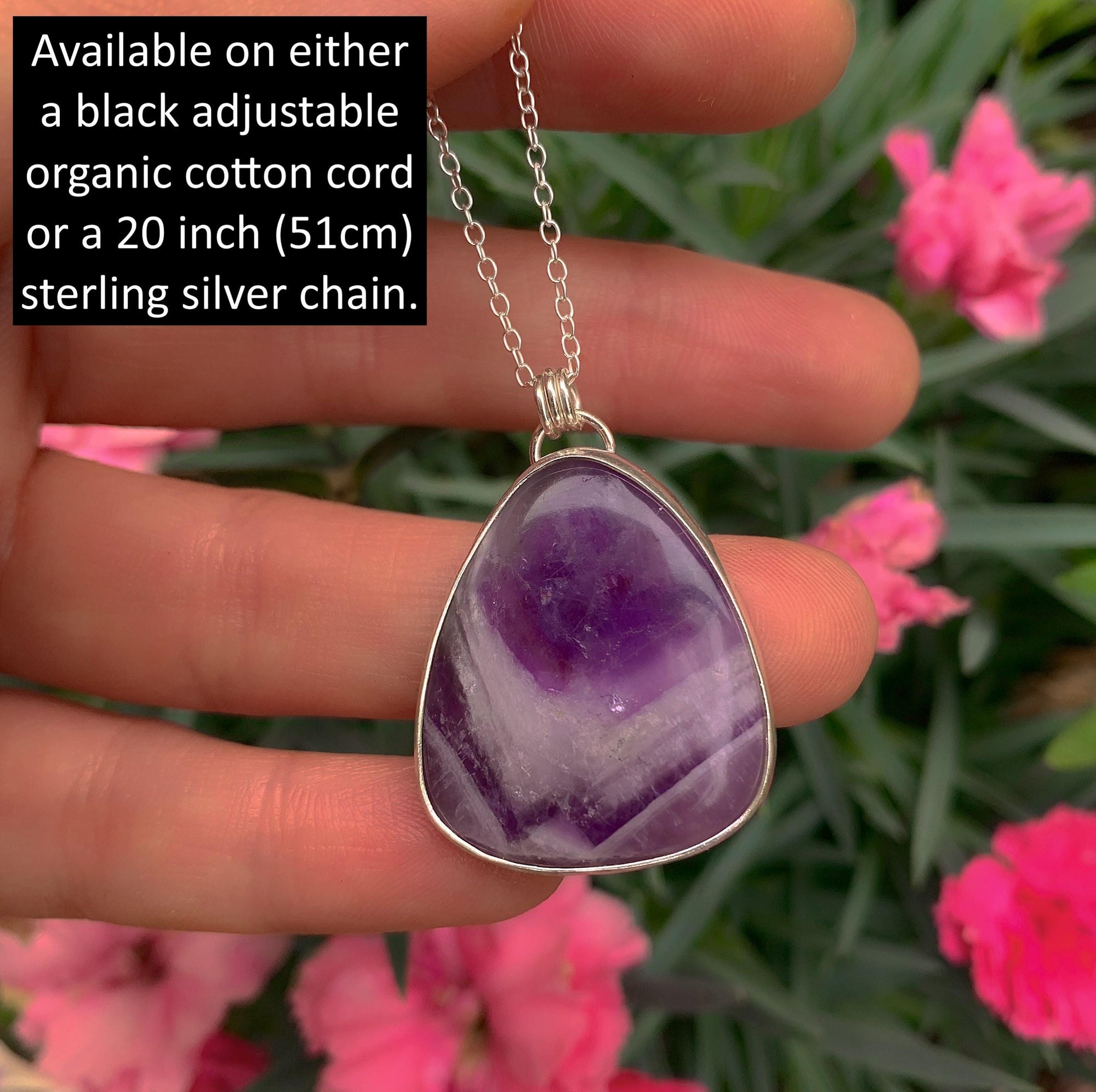 Amethyst Pendant - Sterling Silver - Chevron Amethyst Moon Pendant - Banded Purple Amethyst Necklace - Handcrafted Purple Gemstone Jewelry