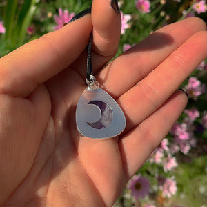 Amethyst Pendant - Sterling Silver - Chevron Amethyst Moon Pendant - Banded Purple Amethyst Necklace - Handcrafted Purple Gemstone Jewelry