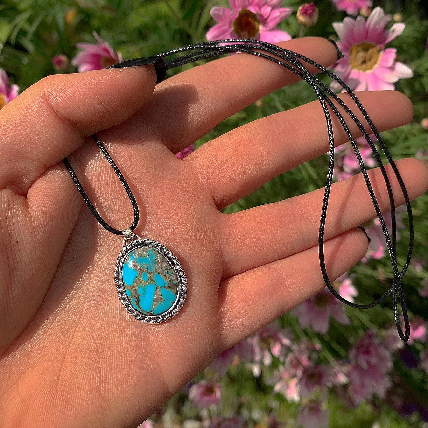 Turquoise Mountain Turquoise Pendant - Sterling Silver - Bright Blue Turquoise Necklace - Unique Turquoise - Large Genuine Turquoise Jewelry