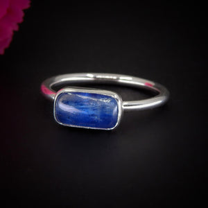 Blue Kyanite Ring - Size 9 - Sterling Silver - Rectangular Kyanite Jewellery - Dainty Kyanite Jewelry - Handmade Kyanite Gemstone OOAK Ring