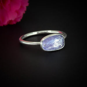 Rose Cut Tanzanite Ring - Size 11 - Sterling Silver - Faceted Tanzanite Jewelry - Dainty Tanzanite Ring - OOAK Tanzanite Handmade Stack Ring