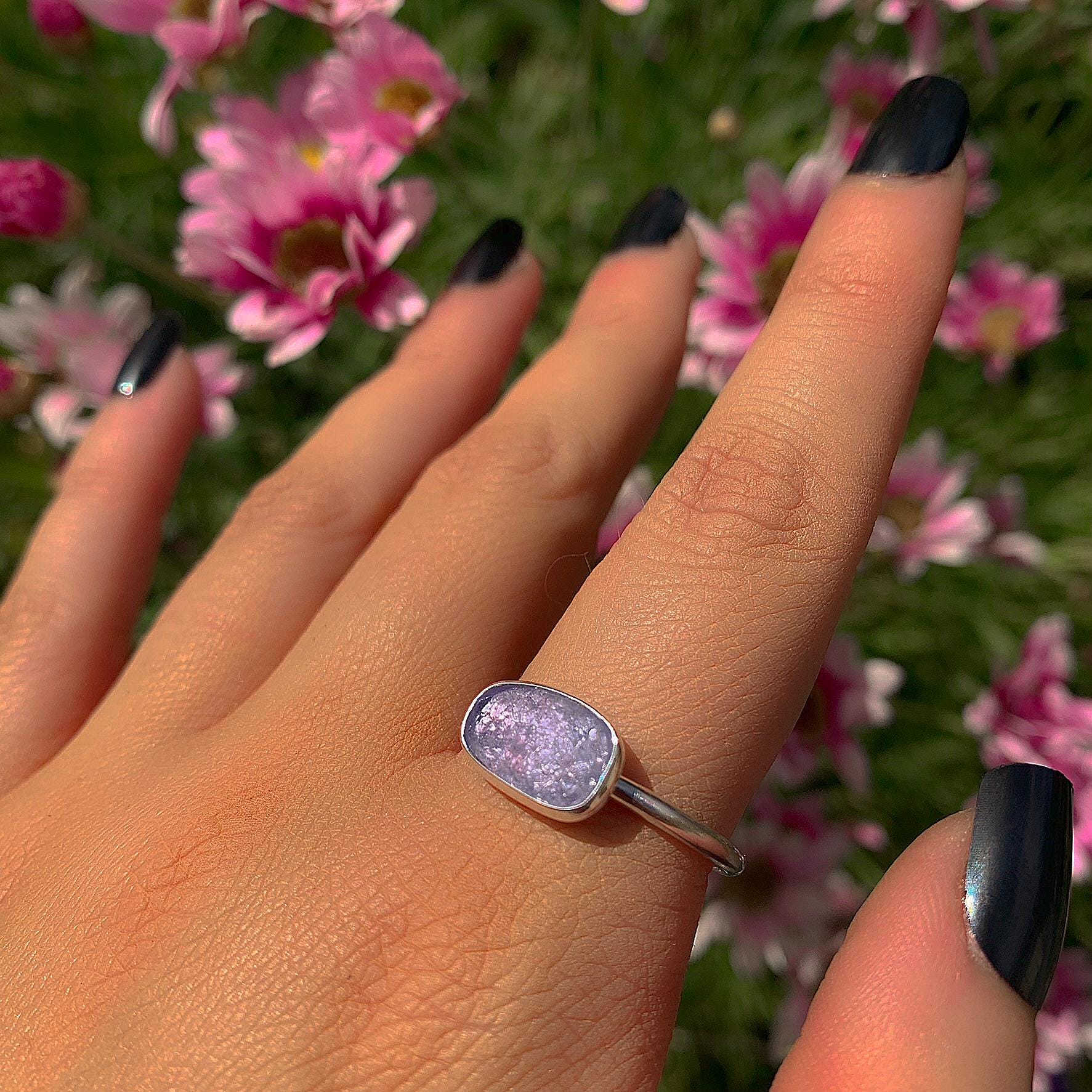 Rose Cut Tanzanite Ring - Size 11 - Sterling Silver - Faceted Tanzanite Jewelry - Dainty Tanzanite Ring - OOAK Tanzanite Handmade Stack Ring