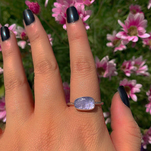 Rose Cut Tanzanite Ring - Size 11 - Sterling Silver - Faceted Tanzanite Jewelry - Dainty Tanzanite Ring - OOAK Tanzanite Handmade Stack Ring
