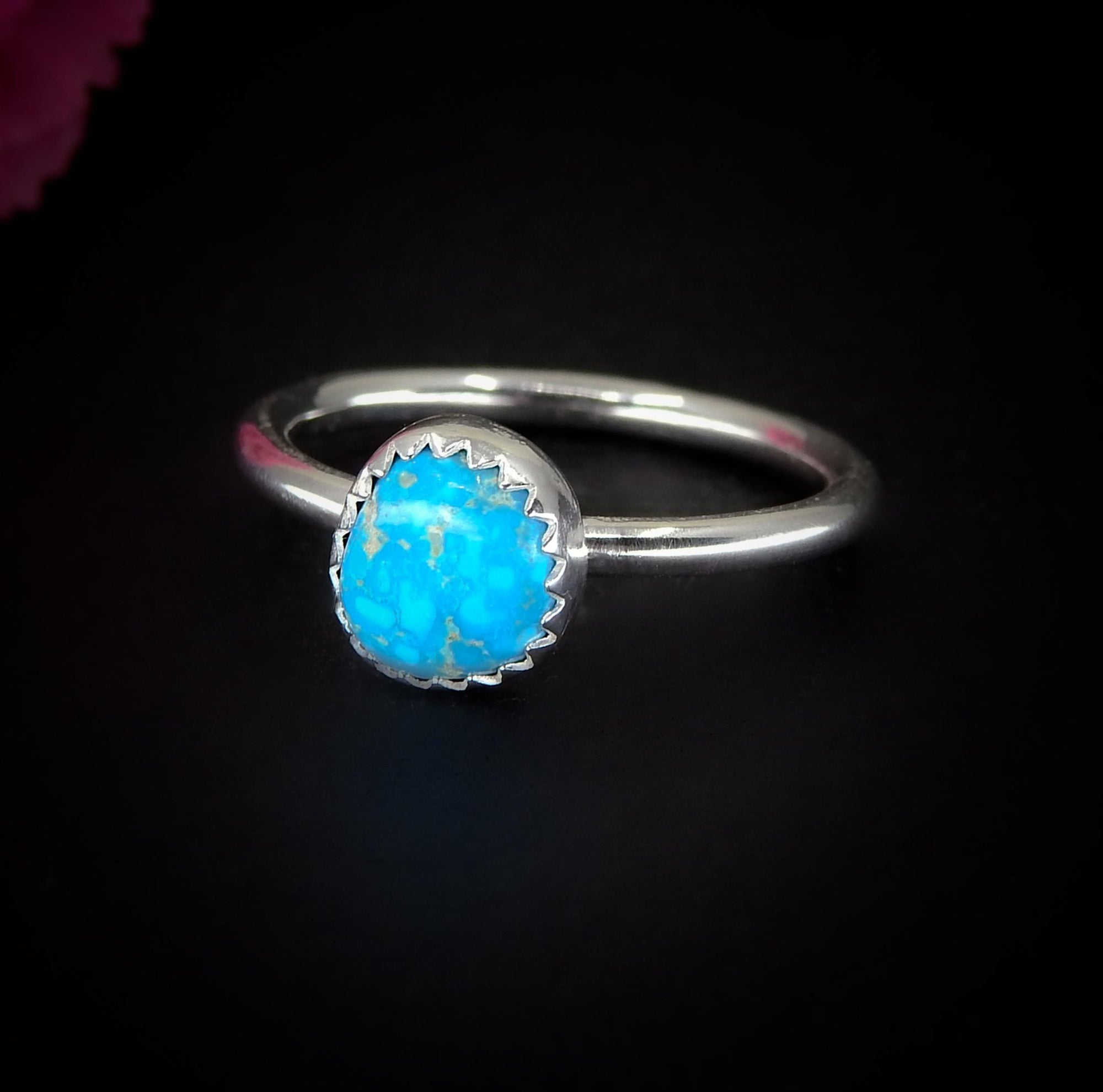 Blue Ridge Turquoise Ring - Size 7 - Sterling Silver - Bright Blue Turquoise Jewellery - Genuine Turquoise Statement Ring - Dainty Turquoise