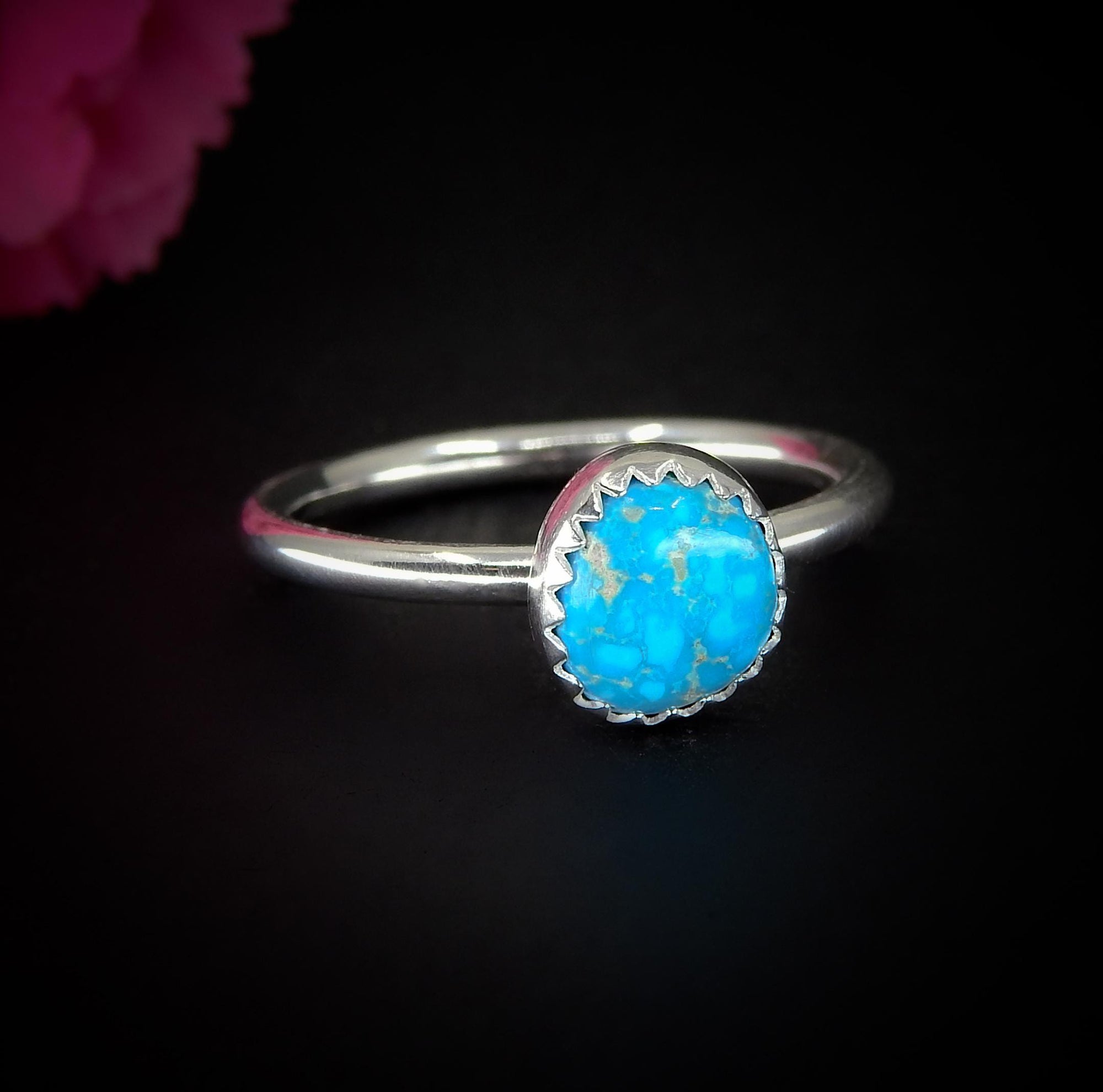 Blue Ridge Turquoise Ring - Size 7 - Sterling Silver - Bright Blue Turquoise Jewellery - Genuine Turquoise Statement Ring - Dainty Turquoise