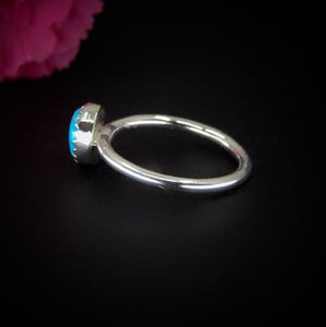 Blue Ridge Turquoise Ring - Size 7 - Sterling Silver - Bright Blue Turquoise Jewellery - Genuine Turquoise Statement Ring - Dainty Turquoise