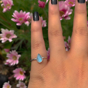 Rose Cut Aquamarine Ring - Size 5 - Sterling Silver - Aquamarine Jewellery - Blue Aquamarine Ring - Dainty Faceted Aquamarine Ring OOAK