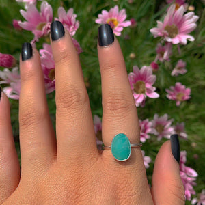Rose Cut Amazonite Ring - Size 7 - Sterling Silver - Faceted Amazonite Jewelry - Teal Green Amazonite Ring, OOAK Dainty Amazonite Jewellery