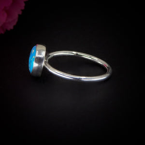 Blue Ridge Turquoise Ring - Size 5 1/2 to 5 3/4 - Sterling Silver - Bright Blue Turquoise Jewelry - Genuine Turquoise - Dainty Turquoise